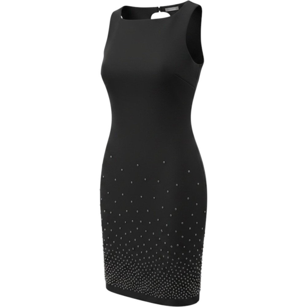 CDC Black Dress Beaded‎ Sleeveless Party Cocktail Sheath Dress 14 LBD Minimalist